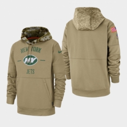 Mens New York Jets Tan 2019 Salute to Service Sideline Therma Pullover Hoodie