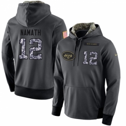 NFL Mens Nike New York Jets 12 Joe Namath Elite Stitched Black Anthracite Salute to Service Player Performance Hoodie