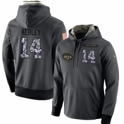 NFL Mens Nike New York Jets 14 Jeremy Kerley Stitched Black Anthracite Salute to Service Player Performance Hoodie