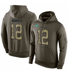 NFL Nike New York Jets 12 Joe Namath Green Salute To Service Mens Pullover Hoodie