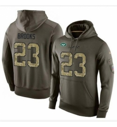 NFL Nike New York Jets 23 Terrence Brooks Green Salute To Service Mens Pullover Hoodie