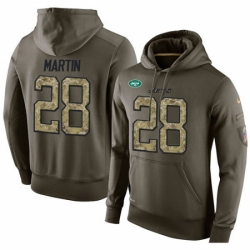 NFL Nike New York Jets 28 Curtis Martin Green Salute To Service Mens Pullover Hoodie