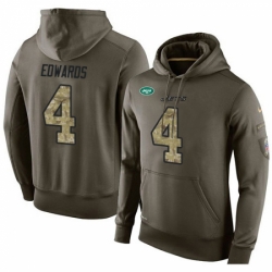 NFL Nike New York Jets 4 Lac Edwards Green Salute To Service Mens Pullover Hoodie