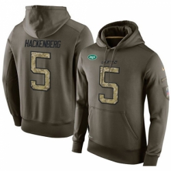 NFL Nike New York Jets 5 Christian Hackenberg Green Salute To Service Mens Pullover Hoodie