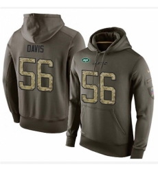 NFL Nike New York Jets 56 DeMario Davis Green Salute To Service Mens Pullover Hoodie