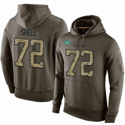 NFL Nike New York Jets 72 Brandon Shell Green Salute To Service Mens Pullover Hoodie