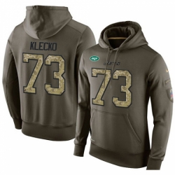 NFL Nike New York Jets 73 Joe Klecko Green Salute To Service Mens Pullover Hoodie
