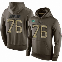 NFL Nike New York Jets 76 Wesley Johnson Green Salute To Service Mens Pullover Hoodie