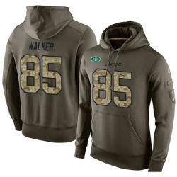 NFL Nike New York Jets 85 Wesley Walker Green Salute To Service Mens Pullover Hoodie