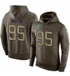 NFL Nike New York Jets 95 Josh Martin Green Salute To Service Mens Pullover Hoodie