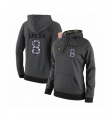 Football Womens Oakland Raiders 8 Daniel Carlson Stitched Black Anthracite Salute to Service Player Performance Hoodie
