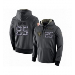 Football Mens Oakland Raiders 25 Erik Harris Stitched Black Anthracite Salute to Service Player Performance Hoodie