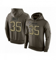 Football Mens Oakland Raiders 35 Curtis Riley Green Salute To Service Pullover Hoodie