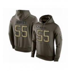 Football Mens Oakland Raiders 55 Vontaze Burfict Green Salute To Service Pullover Hoodie