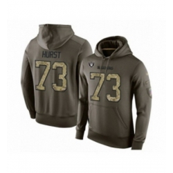 Football Mens Oakland Raiders 73 Maurice Hurst Green Salute To Service Pullover Hoodie