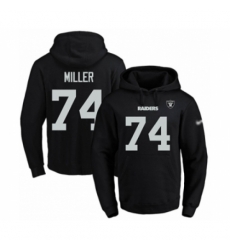Football Mens Oakland Raiders 74 Kolton Miller Black Name Number Pullover Hoodie