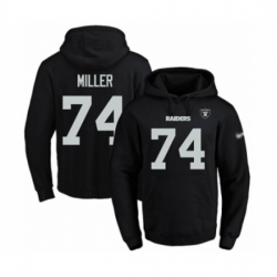 Football Mens Oakland Raiders 74 Kolton Miller Black Name Number Pullover Hoodie