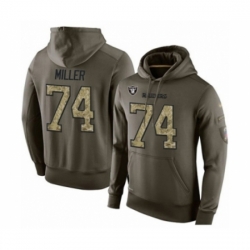 Football Mens Oakland Raiders 74 Kolton Miller Green Salute To Service Pullover Hoodie