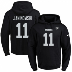 NFL Mens Nike Oakland Raiders 11 Sebastian Janikowski Black Name Number Pullover Hoodie