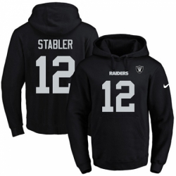 NFL Mens Nike Oakland Raiders 12 Kenny Stabler Black Name Number Pullover Hoodie