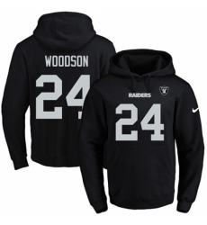 NFL Mens Nike Oakland Raiders 24 Charles Woodson Black Name Number Pullover Hoodie