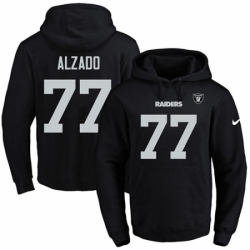 NFL Mens Nike Oakland Raiders 77 Lyle Alzado Black Name Number Pullover Hoodie