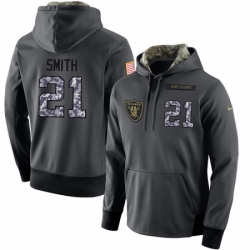 NFL Nike Oakland Raiders 21 Sean Smith Stitched Black Anthracite Salute to Service Player Performance Hoodie