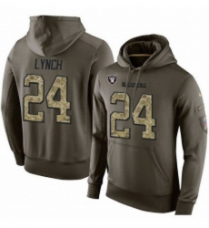 NFL Nike Oakland Raiders 24 Marshawn Lynch Green Salute To Service Mens Pullover Hoodie
