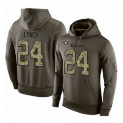 NFL Nike Oakland Raiders 24 Marshawn Lynch Green Salute To Service Mens Pullover Hoodie