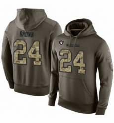 NFL Nike Oakland Raiders 24 Willie Brown Green Salute To Service Mens Pullover Hoodie