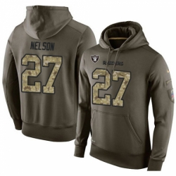 NFL Nike Oakland Raiders 27 Reggie Nelson Green Salute To Service Mens Pullover Hoodie