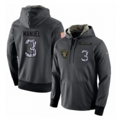 NFL Nike Oakland Raiders 3 E J Manuel Stitched Black Anthracite Salute to Service Player Performance Hoodie