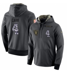 NFL Nike Oakland Raiders 4 Derek Carr Stitched Black Anthracite Salute to Service Player Performance Hoodie