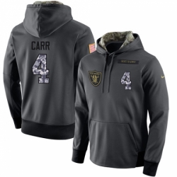 NFL Nike Oakland Raiders 4 Derek Carr Stitched Black Anthracite Salute to Service Player Performance Hoodie