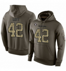 NFL Nike Oakland Raiders 42 Ronnie Lott Green Salute To Service Mens Pullover Hoodie
