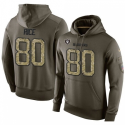 NFL Nike Oakland Raiders 80 Jerry Rice Green Salute To Service Mens Pullover Hoodie