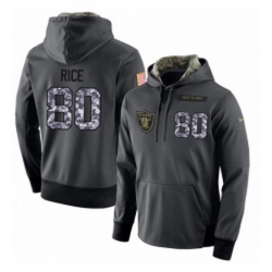 NFL Nike Oakland Raiders 80 Jerry Rice Stitched Black Anthracite Salute to Service Player Performance Hoodie