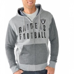 NFL Oakland Raiders G III Sports by Carl Banks Safety Tri Blend Full Zip Hoodie Heathered Gray