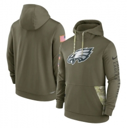Men Philadelphia Eagles 2022 Olive Salute To Service Therma Performance Pullover Hoodie