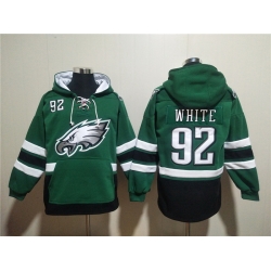 Men Philadelphia Eagles 92 Reggie White Green Ageless Must Have Lace Up Pullover Hoodie