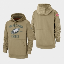 Mens Philadelphia Eagles Tan 2019 Salute to Service Sideline Therma Pullover Hoodie