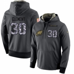 NFL Mens Nike Philadelphia Eagles 30 Corey Clement Stitched Black Anthracite Salute to Service Player Performance Hoodie