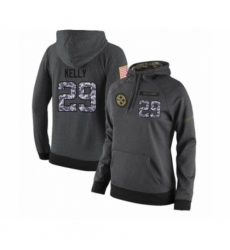 Football Womens Pittsburgh Steelers 29 Kam Kelly Stitched Black Anthracite Salute to Service Player Performance Hoodie