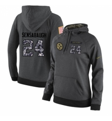 NFL Womens Nike Pittsburgh Steelers 24 Coty Sensabaugh Stitched Black Anthracite Salute to Service Player Performance Hoodie