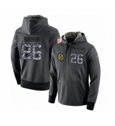 Football Mens Pittsburgh Steelers 26 Mark Barron Stitched Black Anthracite Salute to Service Player Performance Hoodie