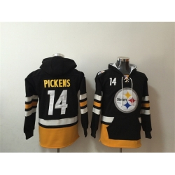 Men Pittsburgh Steelers 14 George Pickens Black Ageless Must Have Lace Up Pullover Hoodie