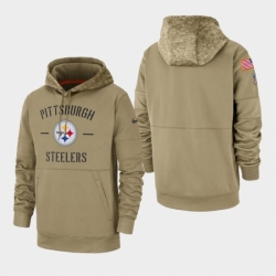 Mens Pittsburgh Steelers Tan 2019 Salute to Service Sideline Therma Pullover Hoodie