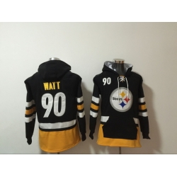 NFL Men Pittsburgh Steelers 90 T J Watt Stitched Hoodie