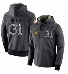 NFL Mens Nike Pittsburgh Steelers 31 Mike Hilton Stitched Black Anthracite Salute to Service Player Performance Hoodie