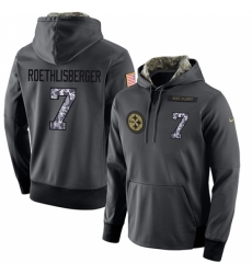 NFL Mens Nike Pittsburgh Steelers 7 Ben Roethlisberger Stitched Black Anthracite Salute to Service Player Performance Hoodie